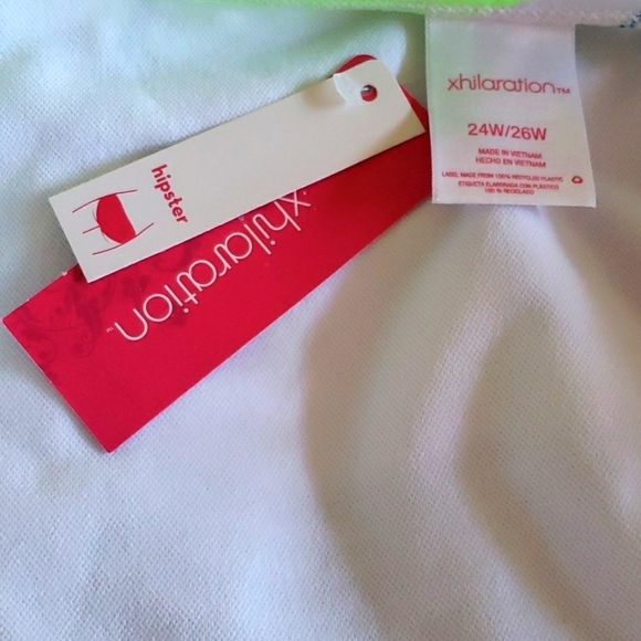 xhilaration Blue/Green Tropical Leaf Print Hipster Swim Bottoms Size 24/26W # - Picture 3 of 4